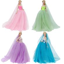 Handmade High Quality Long Tail Evening Dress Wedding Party Ball Gown Veil Lace Skirt DIY Clothes Accessories For Barbie Doll 2024 - buy cheap