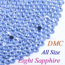 Стеклянные кристаллы DMC Light Sapphire SS6 SS10 SS16 SS20 SS30, стразы горячей фиксации с утюгом, Блестящие Стразы DIY с клеем 2024 - купить недорого