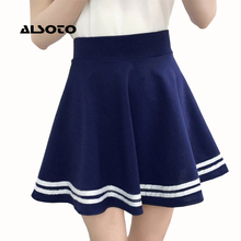 Women Skirts High Waist Chic Striped Stitching Skirt Student Elastic Waist Pleated Skirt Women Cute Sweet Girls Dance Skirt 2024 - buy cheap