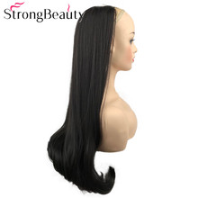 Pelucas 3/4 sintéticas largas rectas StrongBeauty media peluca para mujer pelo negro/marrón calor OK 2024 - compra barato