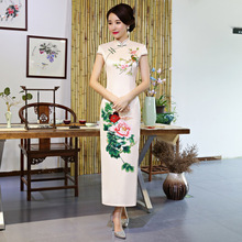 Fashion 2018 Long Cheongsam Chinese style Mandarin Collar Dress Womens Summer Rayon Qipao Slim Party Dresses Vestido S-4XL 2024 - buy cheap
