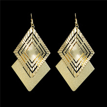 SHUANGR Fashion Long Earrings For Women 2 Colors Vintage Dangle Earring Drop Gold Color Rhombus Bohemia Jewelry femme 2024 - buy cheap