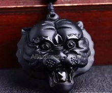 100% Natural Black Obsidian Carved Chinese Tiger Head Lucky Amule Pendant + Beads Necklace Crystal for woman man's Jewelry 2024 - buy cheap