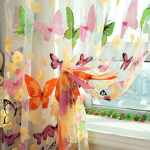 Rustic romantic window screening customize finished products balcony butterflies tulle curtain panel free shipping 2024 - buy cheap