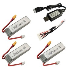 7.4V 600mAh Lipo Battery and USB Charger For XK K130 RC Six-way Brushless Aileron Helicopter Spare Parts Accessories 2s Battery 2024 - buy cheap