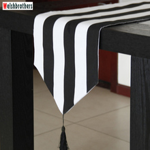 Wedding Decoration Wedding Hall Runner Black and White Stripe Table Runner Family Hotel Dust Tablecloth Party Supplies2018 2024 - buy cheap