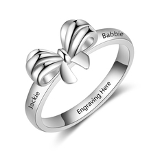 Personalized Ring Trendy Jewelry Bow Shape Engraved 2 names Custom Exquisite Ring Souvenir Gift for Women(RI103813) 2024 - buy cheap