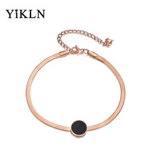 YiKLN Rose Gold Round Black Shell Chain & Link Bracelets Bangles Jewelry Stainless Steel Charm Bracelet For Women Men YB18003 2024 - buy cheap