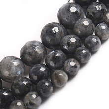4-12mm Natural Round Faceted Black Larvikite Stone Beads For Jewelry Making Beads 15'' Needlework DIY Beads Trinket Necklace 2024 - buy cheap