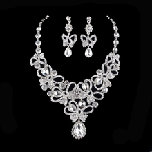 India Style Bridal Necklace earrings sets silver color Crystal Rhinestone Jewelry Sets For wedding Party Dress Accessories 2024 - buy cheap