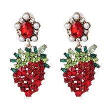 2Colors Multicolor Acrylic Crystal Strawberry Dangle Earrings For Women Fashion Jewelry Bohemian Statement Earrings Accessories 2024 - buy cheap