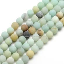 Frosted Natural Amazonite Round Bead Strands, 8mm, Hole: 1mm; about 47~49pcs/strand, 14.9~15.6" 2024 - buy cheap