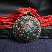 Nepalese-esmalte rojo tejido a mano, colgantes de medallas de bronce, joyería exquisita de artes y manualidades nacionales 2024 - compra barato