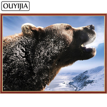 Ouyijia 5d diy urso marrom pintura a óleo urso decoração para casa ponto cruz de mosaico de animais de diamante bordado com strass 2024 - compre barato