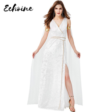 Echoine-Vestido largo blanco sin mangas para mujer, traje Sexy con escote en V, abertura alta, traje de diosa griega Cleopatra, reina egipcia antigua 2024 - compra barato
