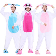 Pijama de conejo Kigurumi, mono de Animal para mujer, pijamas de invierno para adultos, mono de conejo suave para hombre, ropa de dormir para Cosplay, disfraz de Halloween 2024 - compra barato