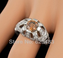 2.0CT SOLID 14K White GOLD NATURAL FLAWLESS CITRINE DIAMODN RING 2024 - buy cheap
