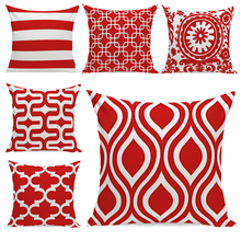 Nordic style cushion red white decorative linen cotton geometric cushion cover home decoration pillowcase sofa hug pillowcase 2024 - buy cheap