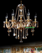 luxury yellow blown glass chandelier modern crystal chandelier 6 lights for living room home lighting dining table chandelier 2024 - buy cheap