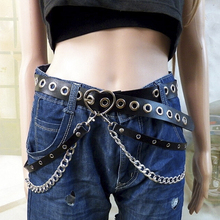Women Gothic Punk Heart Shape Belt For Women Street Fashion Rock Hip-hop With Two Chain Waist Belts 2024 - buy cheap