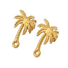 Doreen Box Zinc Alloy Ear Post Stud Earrings Findings Coconut Tree Flower Planet Gold Color W/ Loop Jewelry Accessories, 10 PCs 2024 - buy cheap