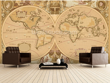 Papel de parede retrô personalizado, mapa mundi antigo, mural 3d para sala de estar, quarto, cozinha, plano de fundo, parede à prova d'água 2024 - compre barato