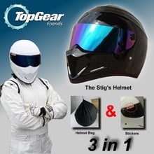 TopGear The STIG Helmet Capacete Casco De & Bag + SIMPSON Sticker For Gifts / Bright Black Helmet + Colorful Visor For Top Gear 2024 - buy cheap