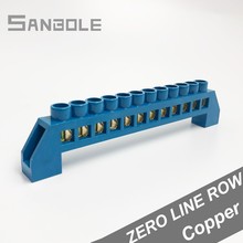 12 Hole Bridge Type Blue enclosure Zero Line Screws Electrical Row Connection Terminal Block Copper Strip 6*9 (5PCS) 2024 - buy cheap