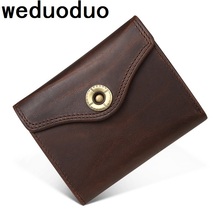 Weduoduo-cartera de cuero genuino para hombre y mujer, cartera masculina de lujo, con 100%, tarjetero informal, con broche corto 2024 - compra barato