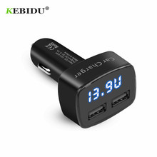KEBIDU Dual USB Car Charger Voltage/temperature/Current Meter Tester Blue LCD Display Short Circuit Protection Digital Display 2024 - buy cheap