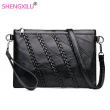 Shengxilu Envelope Sheepskin Women Clutches Real Genuine Leather Ladies Handbags Brand Rivet Black Female Shoulder Crossbody Bag 2024 - buy cheap