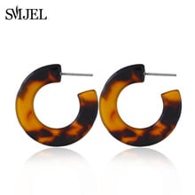 SMJEL Korean Acrylic Brown Circle Earrings for Women Brincos Acetic Acid Stud Earring Jewelry Ethnic Bridal Wedding Party Gifts 2024 - buy cheap