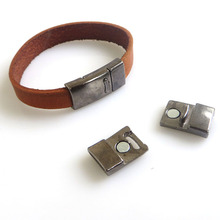 Juego de 3 broches magnéticos planos para pulsera de cuero de 10mm, accesorio de joyería de bronce negro, 10x2mm 2024 - compra barato