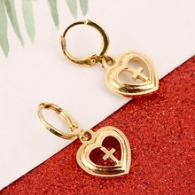 Heart Cross Earrings for Women Girls Fashion Religious Jesus Ornaments Jewelry God Bless 2024 - buy cheap