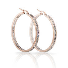 Fashion Crystal Hopp Classic Stainless Steel Rose Gold Color Crystal Hoop Earring for women 2024 - buy cheap