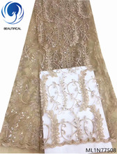 BEAUTIFICAL gold lace french tulle fabrics lace 5 yards afrcian high quality nigerian wedding lace material fabric ML1N775 2024 - buy cheap