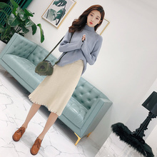 Women's suits solid color sweater skirt two-piece female 2018 autumn and winter new temperament loose fashion casual clothes 2024 - buy cheap