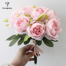 Buquê de flores brancas artificiais de seda, 10 cabeças, para decoração, buquê de flores de casamento, buquê de rosas de casamento, lovegrace, diy 2024 - compre barato