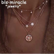 MAA-OE Boho Star Multi layer Necklaces For Women Girl Fashion Gold Sliver Color Long Moon Crystal Pendant Necklace 2018 New 2024 - buy cheap