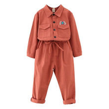 DFXD/детская одежда, осенний комплект модной одежды в Корейском стиле для маленьких девочек, хлопковая блузка с одним рукавом + штаны, комплект из 2 предметов для детей ясельного возраста, От 2 до 8 лет 2024 - купить недорого