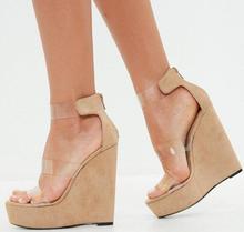 Moraima-sandálias de cunha snc, sapatos claros, dedo aberto, tira de tornozelo, sexy, sapatos de plataforma para mulheres, saltos muito altos, roupa de balada 2024 - compre barato
