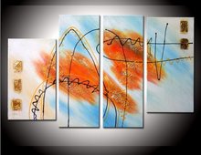 Hand Painted back to the future Gold hill oil wall art decoration abstract wood  framed on the back oil paintings 4pcs/set 2024 - buy cheap