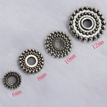 100 unids/lote 6/8/10/12mm cuentas separadoras de aleación tibetanas con forma de rueda de plata para Diy joyería pulsera hacer cuña cuentas espaciadoras sueltas 2024 - compra barato