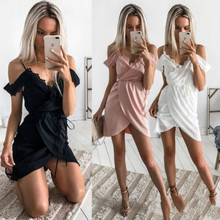 Dress  Womens Holiday Off Shoulder Camisole V-Neck Short Sleeve 2018 Summer  Ladies Summer Beach Party Dress 2024 - buy cheap