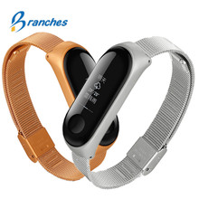 Pulseira de metal mi band 3, pulseira de metal aço inoxidável sem parafuso para xiaomi band 3, bracelete miband 3 2024 - compre barato