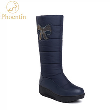 Phoentin-botas femininas de inverno, azul, rússia, botas de neve, quentes, cano médio de 2018, apliques, sapatos de mulher, ft553 2024 - compre barato