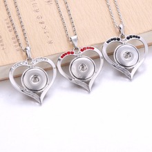 New Heart Snaps Jewelry Metal Rhinestone Snap Button Necklaces 18mm 20mm Snap Pendant Necklace For Women Girls DIY Jewelry 2024 - buy cheap
