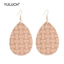 YULUCH-pendientes étnicos de gota de agua para mujer, aretes con escultura impresa de madera, bambú, para fiesta, nuevo diseño, 2019 2024 - compra barato