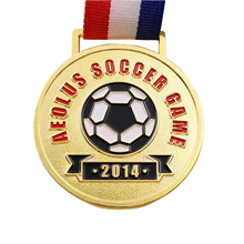 Medallas de juego de fútbol, personalizadas, deportivas, de alta calidad, chapadas en oro con color esmaltado 2024 - compra barato