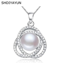Shdiyayun colar fino em 3 cores, pingente de pérola natural em prata esterlina 925, joias para mulheres, presente, colar de diamante 2024 - compre barato